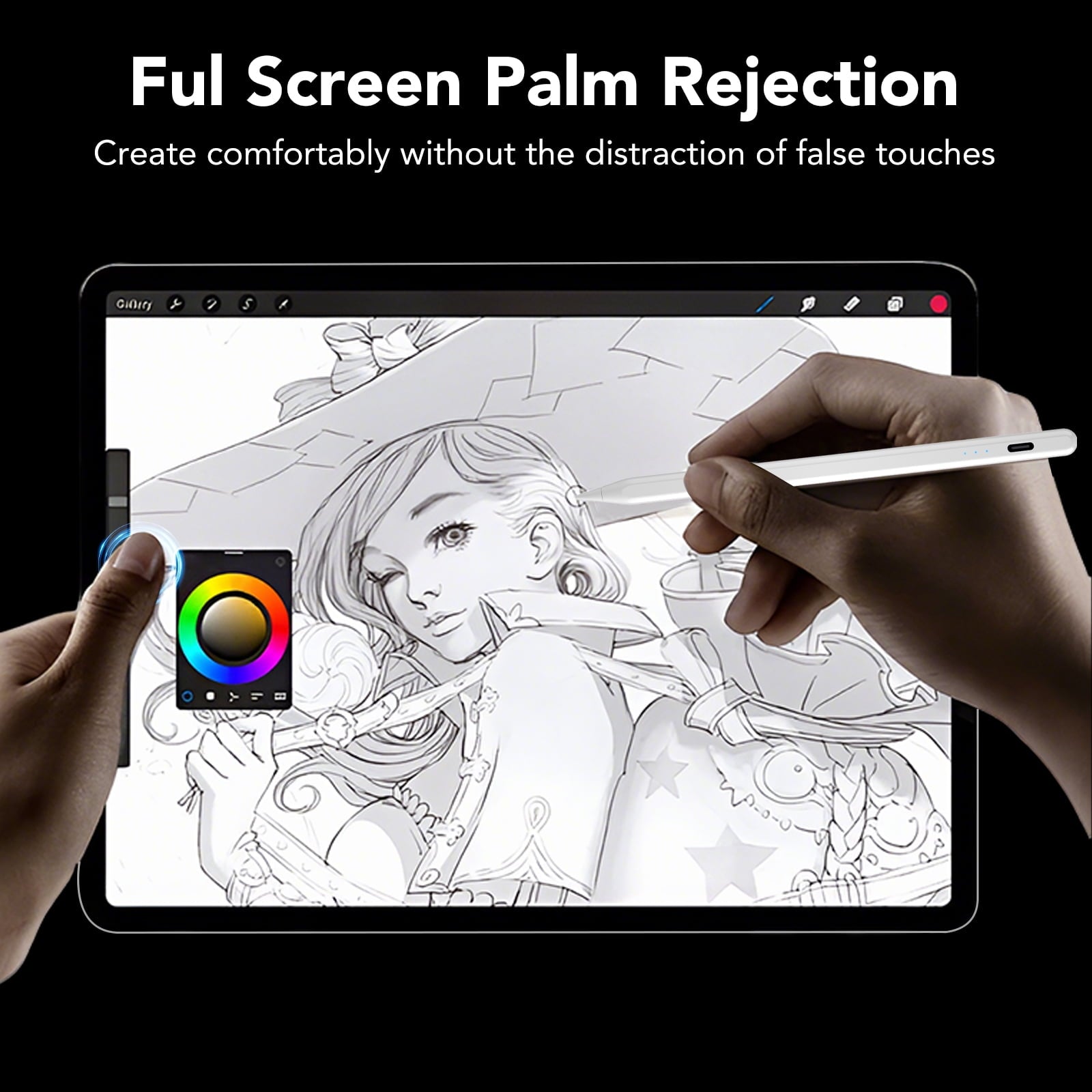 Stylus Pen for iPad 6th-11th Generation, Fast Charge with Palm Rejection & Tilt Sensitivity, Compatible with 2018-2025 iPad 6/7/8/9/10/11, Pro 11"/12.9"/M4, Air 3/4/5/M2/M3, Mini 5/6