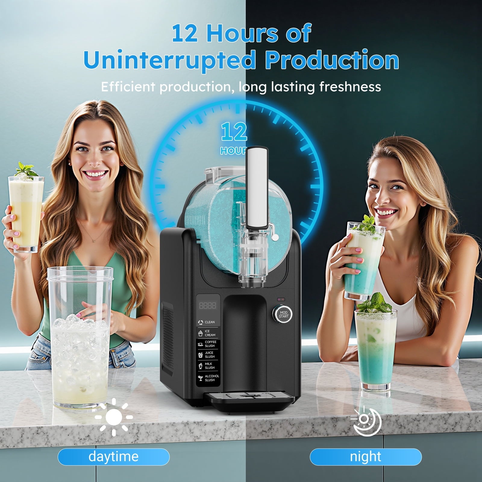 Friwest Slushie Machine, 81oz 5 Preset Modes Slushy Maker,12Hour KeepChill & One Touch Self Clean for Ice Cream Juice Alcoholic Margarita Slush